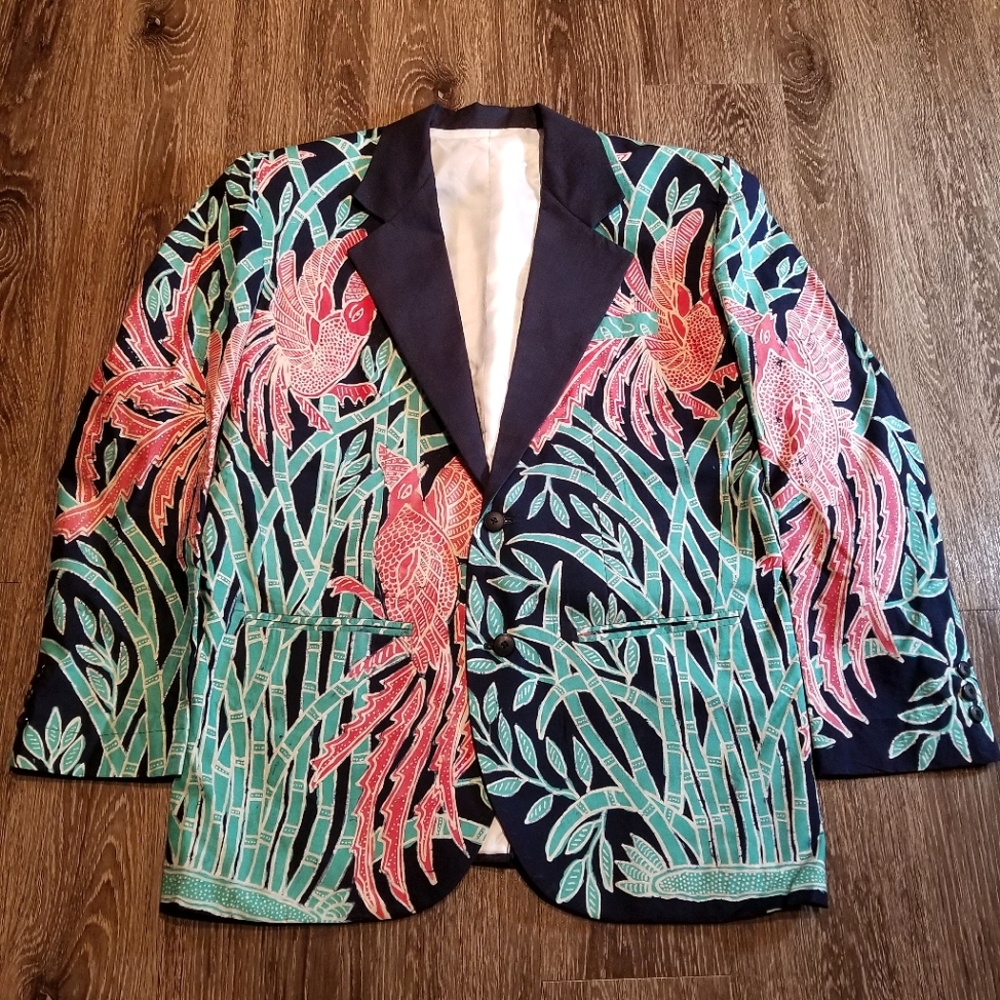 Men Bamboo & Bird Hand-Painted Blazer